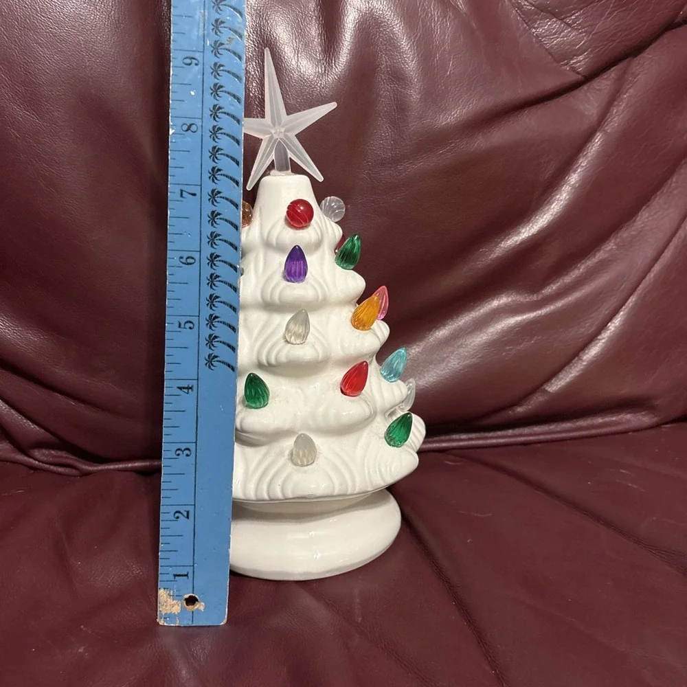 White Ceramic Desk Top Christmas Tree 10.5